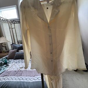Victoria's Secret “Vintage” Silk Cream Pajama Top and Bottom